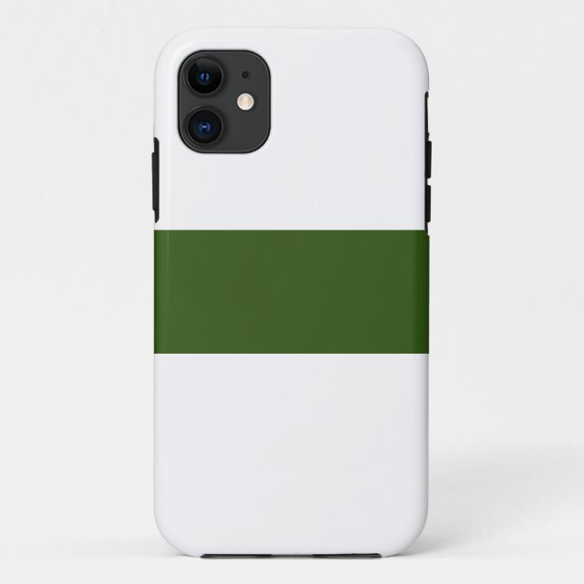 Chic Seamless Dark Green Centre Stripe On White Case-Mate iPhone Case (Back)
