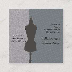 Chic Seamstress Dressmaker Sewing Square Business Card