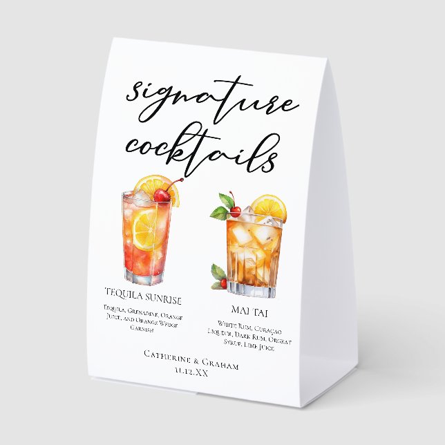 Chic Seaside Wedding Signature Cocktails Menu (Front)