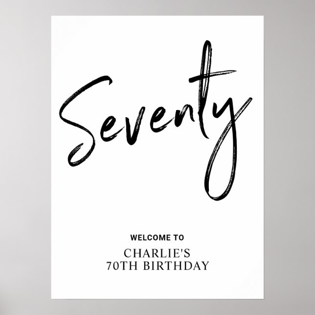 Chic Seventy 70th Birthday Party Welcome Sign  (Front)