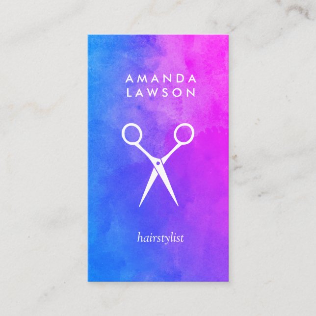 Chic Shears Bold Watercolor Business Card (Front)