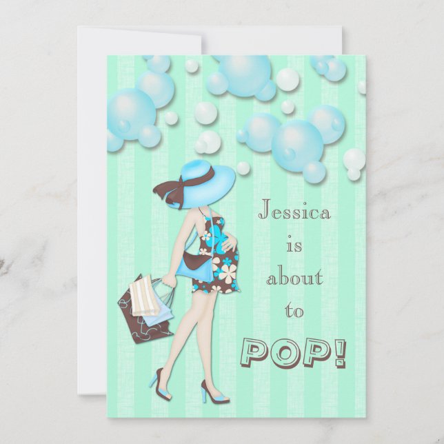 Chic She's About to Pop Boys Baby Shower Invitation (Front)
