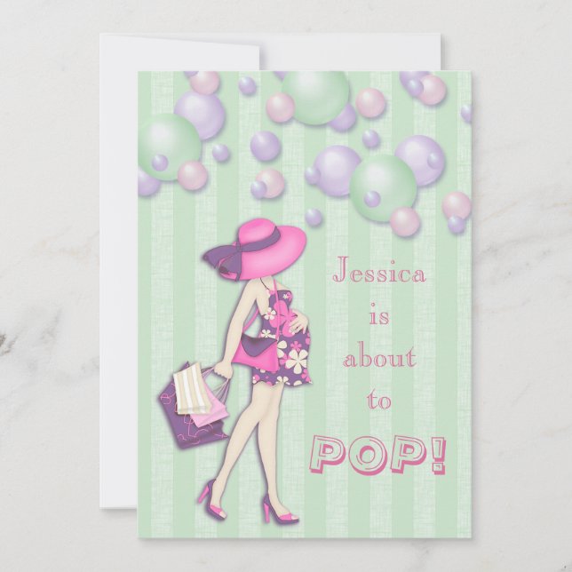 Chic She's About to Pop Girl Baby Shower Invitation (Front)
