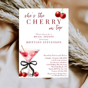 Chic She's The Cherry On Top Martini Bridal Shower Invitation