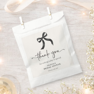 Chic She's Tying the Knot Black Bow Bridal Shower Favour Bags