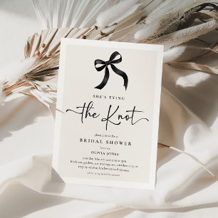 Chic She's Tying the Knot Black Bow Bridal Shower Invitation