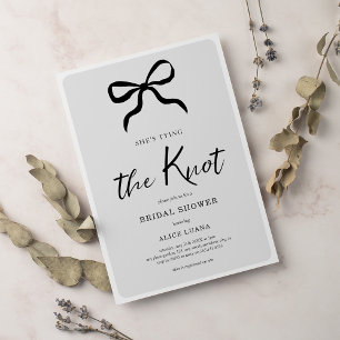 Chic She's Tying the Knot Black Bow Bridal Shower Invitation