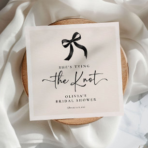Chic She's Tying the Knot Black Bow Bridal Shower Napkin