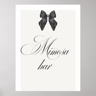 Chic 'She's Tying the Knot Black Bow Mimosa Bar Poster