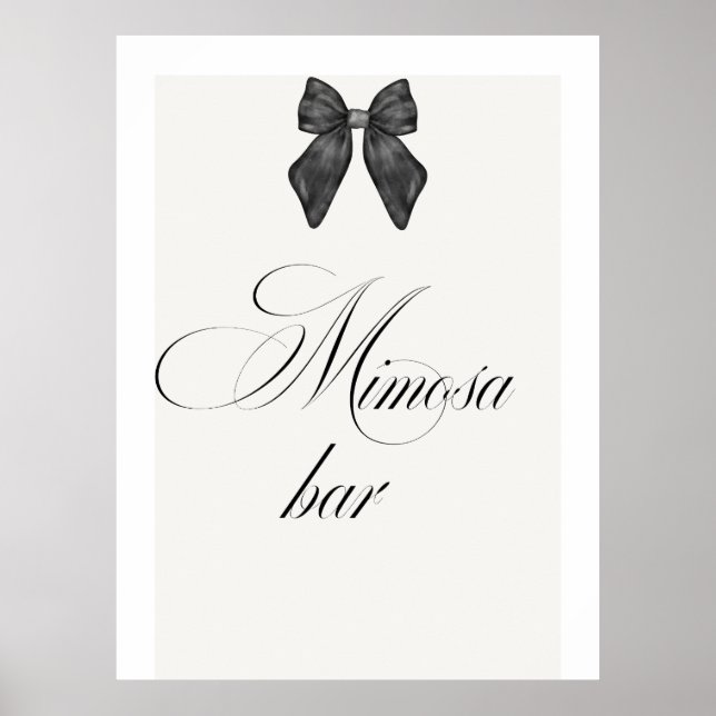 Chic 'She's Tying the Knot Black Bow Mimosa Bar Poster (Front)