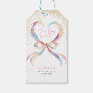 Chic She's Tying The Knot Pink Bow Bridal Shower  Gift Tags