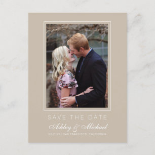 Chic Shiitake Grey Save the Date Engagement Photo Announcement Postcard