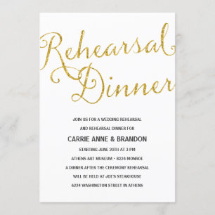 Chic Shimmer   Faux Gold Foil Rehearsal Dinner Invitation