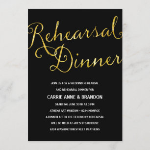 Chic Shimmer   Faux Gold Foil Rehearsal Dinner Invitation