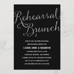 Chic Shimmer Faux Silver Foil Rehearsal Brunch Invitation
