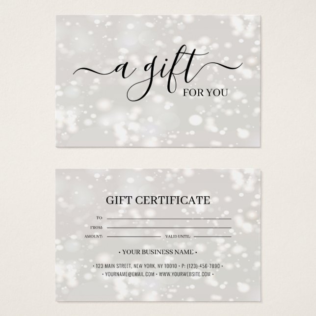 Chic Shiny Customised Gift Certificate Card (Front & Back)