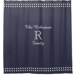 CHIC SHOWER CURTAIN_"FAMILY" NAVY/WHITE CURTAIN