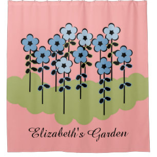 CHIC SHOWER CURTAIN_PRETTY BLUE/PINK/GREEN FLORAL CURTAIN