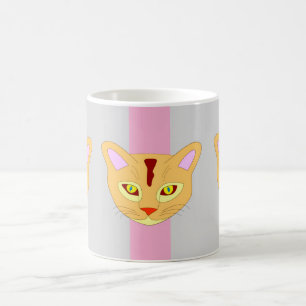 Chic Siamese Cat Design Pink Gray Coffee Mug