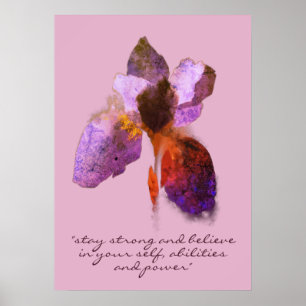 Chic Siberian Iris Flower Typography Inspiration Poster