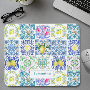 Chic Sicilian azulejo Amalfi Mediterranean tiles Mouse Mat