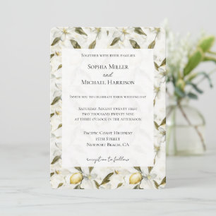 Chic Sicilian Summer Lemons Floral Wedding Invitation