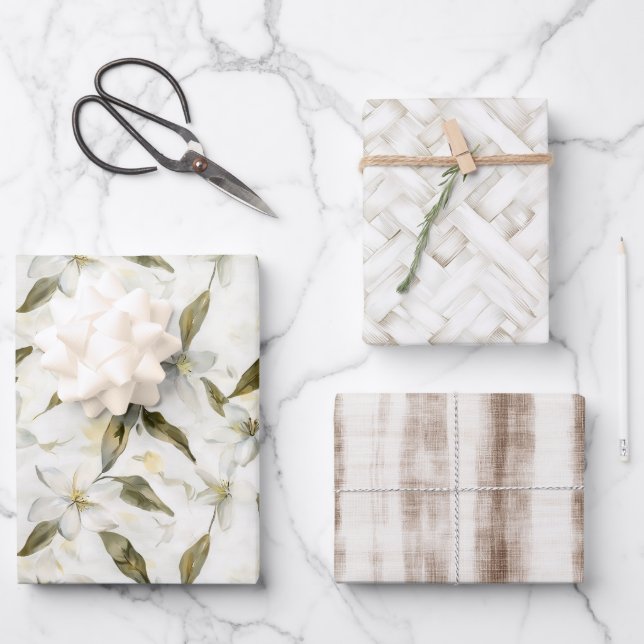 Chic Sicilian Summer Lemons Floral Wedding Wrapping Paper Sheet (Front)