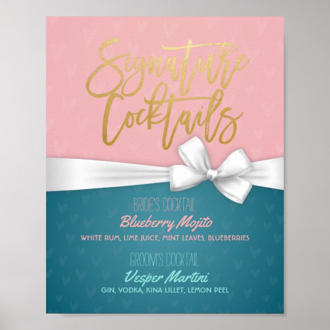 Chic Signature Cocktail Drink Menu Wedding Decor (Front)