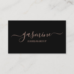 Chic Signature Rose Gold and Black Typography Business Card