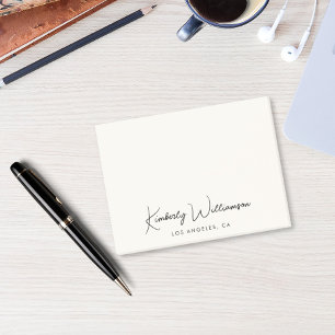 Chic Signature Script Cream Post-it Notes
