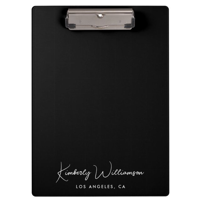 Chic Signature Script Monogram Black Clipboard (Front)