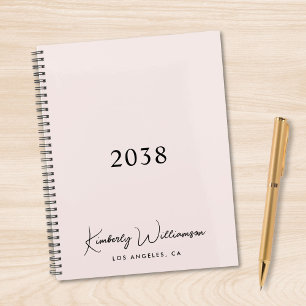 Chic Signature Script Monogram Pink Business Planner