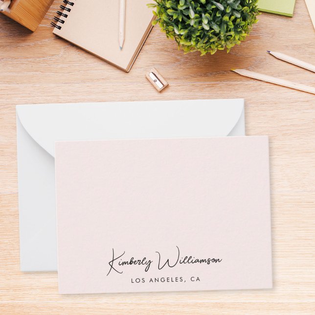 Chic Signature Script Monogram Pink Card (Empower your name in our signature script as your logo and brand identity)