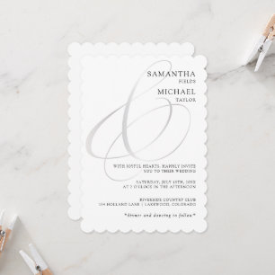 Chic Silver Ampersand Minimalist Wedding Invitation