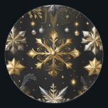 Chic Silver And Gold Snowflakes Classic Round Sticker<br><div class="desc">*Customise with additional text.</div>