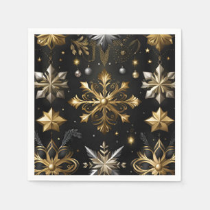 Chic Silver And Gold Snowflakes Napkin