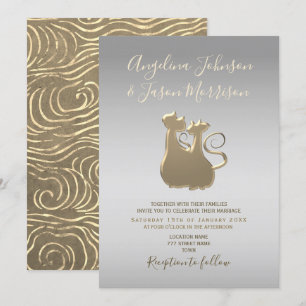 Chic Silver and Gold Wedding Invitation