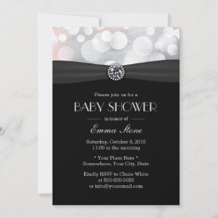 Chic Silver & Black Diamond Baby Shower Invitation