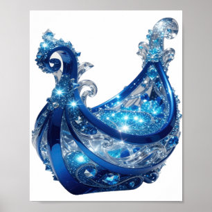 Chic Silver BLUE JEWELRY Poster