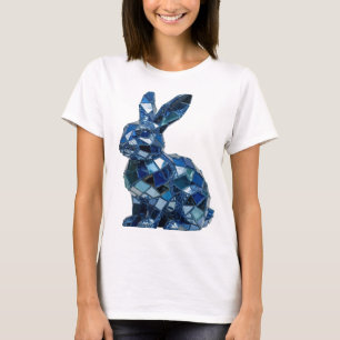 Chic Silver BLUE RABBIT Design T-Shirt