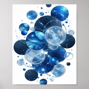 Chic Silver BLUE STARS Graphic Tee Poster