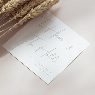 Chic Silver Calligraphy To Have & to Hold Wedding Napkin