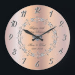 Chic Silver Diamonds  25th Wedding Anniversary Large Clock<br><div class="desc">Elegant silver diamonds wedding anniversary clock.</div>