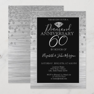 Chic Silver Diamonds Wedding Anniversary Invitation