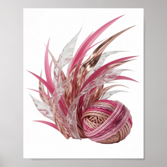 Chic Silver FANCY PINK AND GOLD CORDS Bold Design Poster (Front)