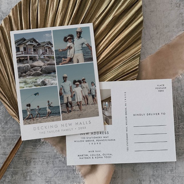 Chic Silver Foil Decking New Halls Photo Christmas Foil Holiday Postcard (Creator Uploaded)