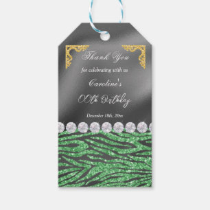 Chic Silver Foil Gold & Light Green Zebra Print Gift Tags