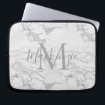 Chic Silver Foil Marble Monogram Laptop Sleeve<br><div class="desc">Chic Silver Foil Monogram with trendy silver foil marble and your custom name and monogram.</div>