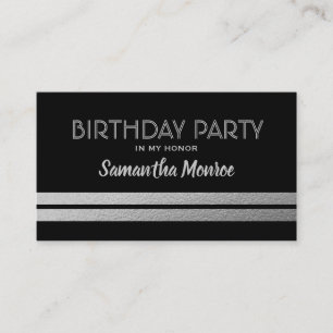 Chic Silver Foil Stripes, Birthday Party Ticket Enclosure Card