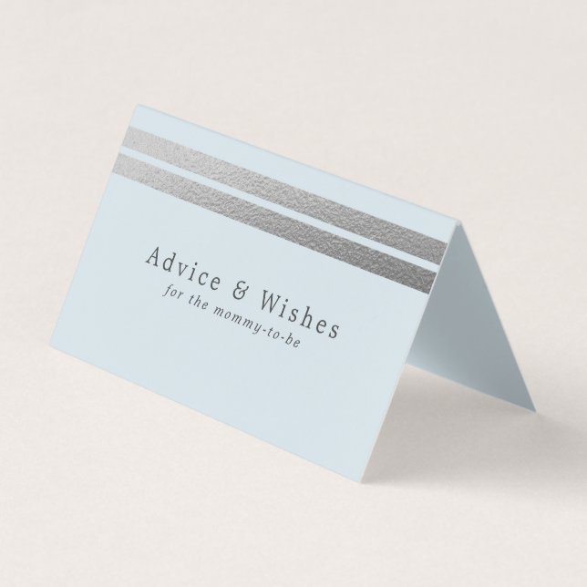 Chic Silver Foil Stripes | Blue Advice Cards (Front)
